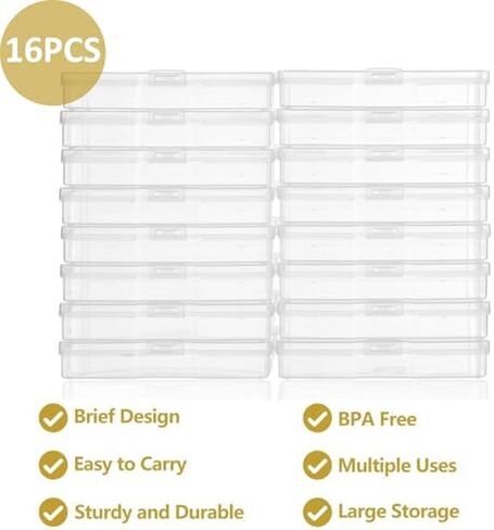 Haundry Photo Storage Box with 16 Inner 4" x 6" Photo Case, Portable Storage Organizer with Handle Craft Keeper for Picture, Stickers, Stamps, Screws, Hair Clips, Colored in Saudi Arabia