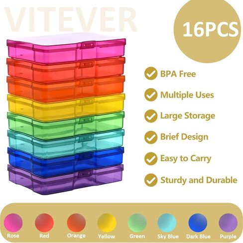 Haundry Photo Storage Box with 16 Inner 4" x 6" Photo Case, Portable Storage Organizer with Handle Craft Keeper for Picture, Stickers, Stamps, Screws, Hair Clips, Colored in Kuwait