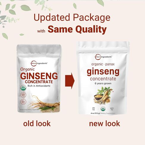 Micro Ingredients Maximum Strength Organic Korean Ginseng Root 200:1 Powder, 4 Ounce, Red Panax Ginseng Powder, Active Ginsenosides, Vegan Friendly in Saudi Arabia