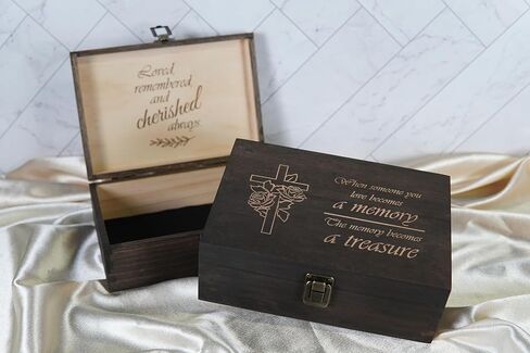 صندوق ذاكرة الحيوانات الأليفة المحفورة - صندوق تذكار خشبي للكلب أو التذكر - هدية فقدان الحيوانات الأليفة - الحجم المتوسط ​​- الانتهاء من الجوز المظلم - 8.5 × 6 × 3 في in Kuwait