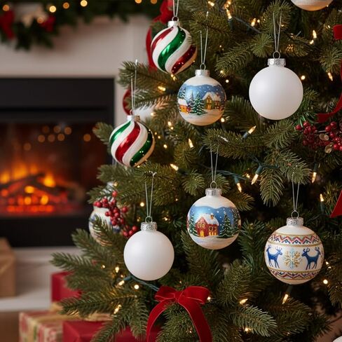 Zubebe 24 Pcs 3.15 Inch Blank White DIY Christmas Ball Ornaments for Crafts White Matte Flat Christmas Ball Ornaments for Xmas Tree Decoration Adults Blank Make Your Own Drawing in Saudi Arabia