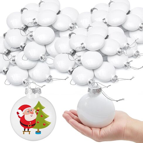 Zubebe 24 Pcs 3.15 Inch Blank White DIY Christmas Ball Ornaments for Crafts White Matte Flat Christmas Ball Ornaments for Xmas Tree Decoration Adults Blank Make Your Own Drawing in Saudi Arabia