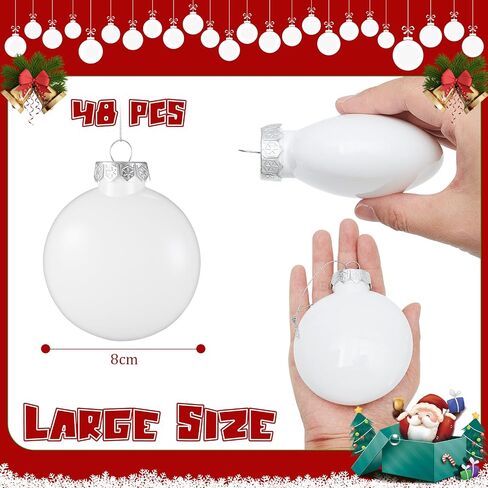 Zubebe 24 Pcs 3.15 Inch Blank White DIY Christmas Ball Ornaments for Crafts White Matte Flat Christmas Ball Ornaments for Xmas Tree Decoration Adults Blank Make Your Own Drawing in Saudi Arabia
