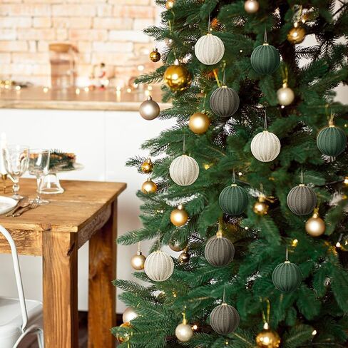 12 Pcs Crochet Christmas Balls, Modern Christmas Ornaments Neutral Handmade Knitted Cotton Baubles for Xmas Tree Rustic Farmhouse Holiday Decor(Light Beige, Tan, Brown, White,3.15 Inch) in Saudi Arabia