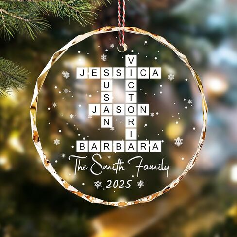 DPDP Personalized Family Christmas Ornaments 2025 - Crystal Personalized Ornaments, Custom Christmas Ornament with Name, Scrabble Xmas Tree Decoration, Crossword Puzzle Gift for Kid, Family & Friend in Saudi Arabia