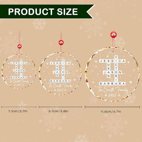 DPDP Personalized Family Christmas Ornaments 2025 - Crystal Personalized Ornaments, Custom Christmas Ornament with Name, Scrabble Xmas Tree Decoration, Crossword Puzzle Gift for Kid, Family & Friend in Saudi Arabia