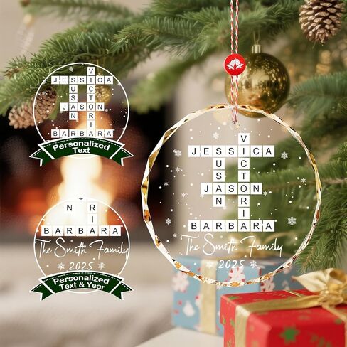 DPDP Personalized Family Christmas Ornaments 2025 - Crystal Personalized Ornaments, Custom Christmas Ornament with Name, Scrabble Xmas Tree Decoration, Crossword Puzzle Gift for Kid, Family & Friend in Saudi Arabia