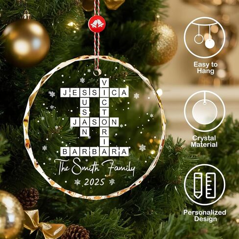 DPDP Personalized Family Christmas Ornaments 2025 - Crystal Personalized Ornaments, Custom Christmas Ornament with Name, Scrabble Xmas Tree Decoration, Crossword Puzzle Gift for Kid, Family & Friend in Saudi Arabia