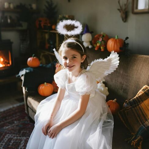 Angel Halo Headband Feather Halo Headpiece - Halloween Christmas Angel Costume Accessory for Women in Saudi Arabia