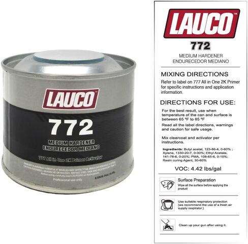 LAUCO All-In-One Direct-to-Metal (DTM) 2K Urethane Primer Surfacer Kit (Gray, 1 Gallon) with Medium Hardener/Activator (1 Quart) – High Build Filler/Sealer (4:1 Mix) in Kuwait