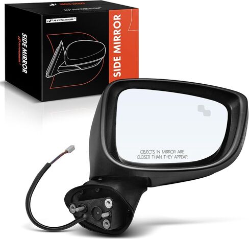 مرآة باب كهربائية جانبية للركاب من A-Premium - متوافقة مع Mazda 3 2014 2015 2016 - مرآة رؤية خلفية خارجية ساخنة قابلة للطي باللون الأسود مع إشارة الانعطاف والكشف عن البقع العمياء in Saudi Arabia
