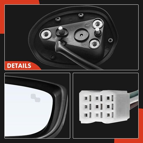 مرآة باب كهربائية جانبية للركاب من A-Premium - متوافقة مع Mazda 3 2014 2015 2016 - مرآة رؤية خلفية خارجية ساخنة قابلة للطي باللون الأسود مع إشارة الانعطاف والكشف عن البقع العمياء in Saudi Arabia