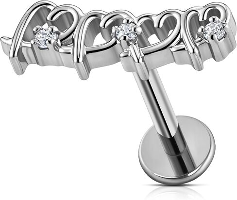FINE4U Hollow Heart Piercing Jewelry Collection - ASTM F136 Titanium Internally Threaded Flat Back Stud for Cartilage, Helix, Conch in Saudi Arabia