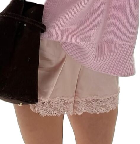 Women Satin Micro Shorts Lace Trim Low Rise Pajama Mini Bottoms Y2k Silk Lounge Sleep Pj Short Pants in Saudi Arabia