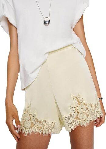 Women Satin Micro Shorts Lace Trim Low Rise Pajama Mini Bottoms Y2k Silk Lounge Sleep Pj Short Pants in Saudi Arabia