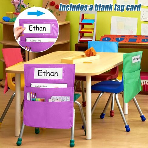 مخطط جيوب الرئاسة ، 12 PCS طالب أسود كرسي جيوب 19 × 16.8 بوصة تخزين كرسي 2 جيوب كرسي منظم جيوب المقعد لكراسي الفصول الدراسية حقيبة كرسي مدرسة للصف الدراسي in Kuwait