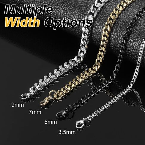 HARFINGTON Mens Chains Necklaces Stainless Steel Link Chain Necklace Accessories for Men Women Jewelry Gift in Saudi Arabia