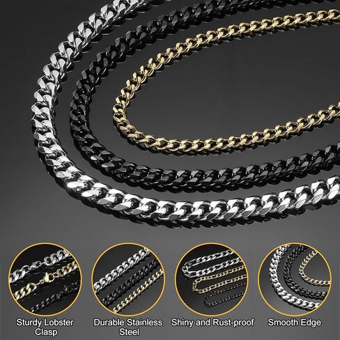 HARFINGTON Mens Chains Necklaces Stainless Steel Link Chain Necklace Accessories for Men Women Jewelry Gift in Saudi Arabia