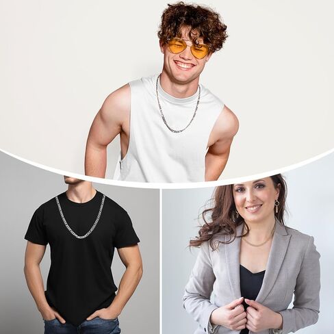 HARFINGTON Mens Chains Necklaces Stainless Steel Link Chain Necklace Accessories for Men Women Jewelry Gift in Saudi Arabia