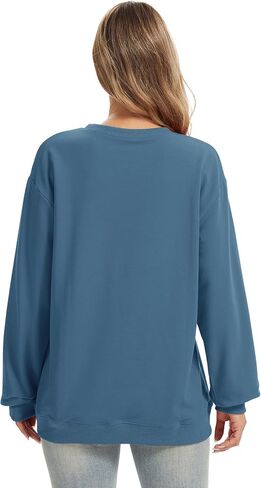 Womens Long Sleeve Sweatshirts with Pocket Loose Casual Crewneck Cute Pullover Tops Lightweight Sweatshirt in Saudi Arabia