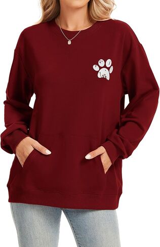 Womens Long Sleeve Sweatshirts with Pocket Loose Casual Crewneck Cute Pullover Tops Lightweight Sweatshirt in Saudi Arabia