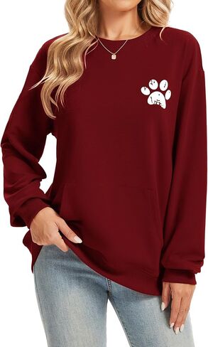 Womens Long Sleeve Sweatshirts with Pocket Loose Casual Crewneck Cute Pullover Tops Lightweight Sweatshirt in Saudi Arabia