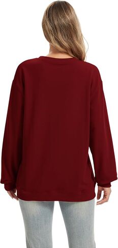 Womens Long Sleeve Sweatshirts with Pocket Loose Casual Crewneck Cute Pullover Tops Lightweight Sweatshirt in Saudi Arabia