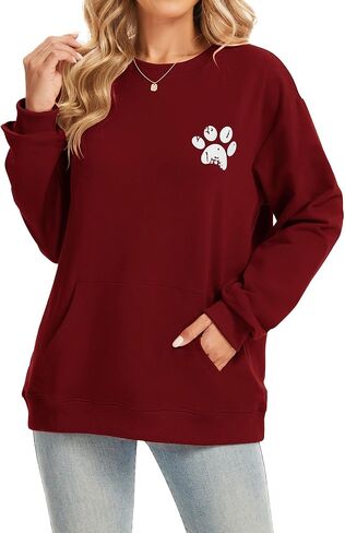 Womens Long Sleeve Sweatshirts with Pocket Loose Casual Crewneck Cute Pullover Tops Lightweight Sweatshirt in Saudi Arabia