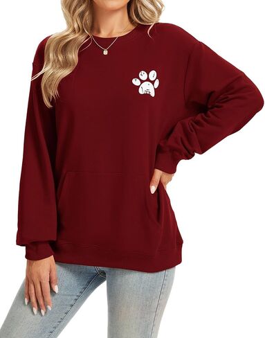 Womens Long Sleeve Sweatshirts with Pocket Loose Casual Crewneck Cute Pullover Tops Lightweight Sweatshirt in Saudi Arabia
