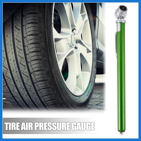 2pcs 10-100PSI Dual Head Stainless Steel Truck Pen Tyre Tire Air Pressure Gauge Grip Air Gauge for Bike ATV Car SUV Large Vehicle Tester Green Auto Accessories in Saudi Arabia