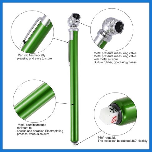 2pcs 10-100PSI Dual Head Stainless Steel Truck Pen Tyre Tire Air Pressure Gauge Grip Air Gauge for Bike ATV Car SUV Large Vehicle Tester Green Auto Accessories in Saudi Arabia