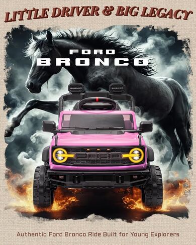 First Ride On 24V Ride on Toys for Big Kids, Licensed Ford Bronco Raptor 2 Seater Ride on Cars with Remote Control, Ride on Truck w/ 4-Wheeler Suspension, 3 Speeds, Led Lights, Bluetooth (24V, Pink) in Saudi Arabia