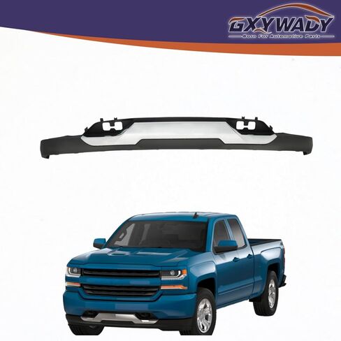 GXYWADY Front Lower Bumper Valance with Chrome Skid Plate with Tow Hook Holes Set Replacement for Silverado 1500 with Z71 2016 2017 2018 2019 Replacement for 84029815 23243083 in Saudi Arabia