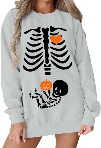 المرأة الأشعة السينية الهيكل العظمي البلوز هالوين الأمومة بلوزات Crewneck البلوز الحمل إعلان قمصان علوية in Saudi Arabia