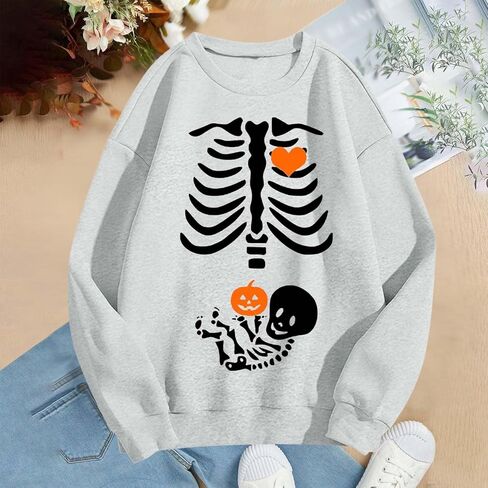 المرأة الأشعة السينية الهيكل العظمي البلوز هالوين الأمومة بلوزات Crewneck البلوز الحمل إعلان قمصان علوية in Saudi Arabia
