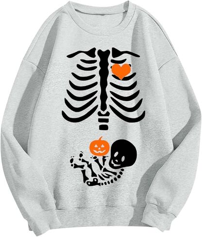 المرأة الأشعة السينية الهيكل العظمي البلوز هالوين الأمومة بلوزات Crewneck البلوز الحمل إعلان قمصان علوية in Saudi Arabia