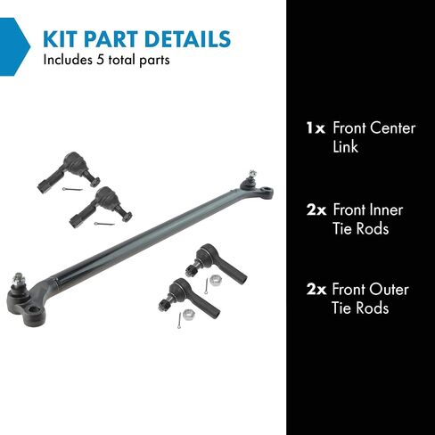TRQ Front Driver & Passenger Side Steering Kit Center Link Tie Rod Compatible with 1998-2004 Nissan Frontier 2000-2004 Xterra in Saudi Arabia