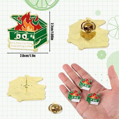 5pcs Dumpster Fire Pin, Enamel Lapel Brooch Pin with 5 Buttons It's Fine I'm Fine Everything is Fine Pins Positive Enamel Pins Inspirational Dumpster Fire Pins Jewelry Gifts for Christmas in Saudi Arabia