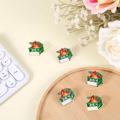 5pcs Dumpster Fire Pin, Enamel Lapel Brooch Pin with 5 Buttons It's Fine I'm Fine Everything is Fine Pins Positive Enamel Pins Inspirational Dumpster Fire Pins Jewelry Gifts for Christmas in Saudi Arabia