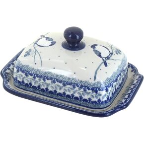 Blue Rose Polish Pottery Peach Posy Butter Dish in Saudi Arabia