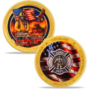 Firefighter Challenge Coin - First Responder Fireman Coins - Run Towards The Fire Rescue Commemorativer Coins - Honor Fire Department Rescue Prayer Coin Appreciation Fireman Gifts in Kuwait