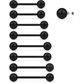 14G Tongue Rings Surgical Steel Nipple Rings Internally Threaded Straight Barbell Tongue Piercing Jewelry for Women Men Bar Length 12mm/14mm/16mm/18mm in Saudi Arabia