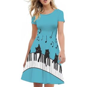 AFPANQZ Womens Casual Summer Lightweight Vintage Dress Short Sleeve Midi Dress Knee-Long Luxury Formal Dress in Kuwait