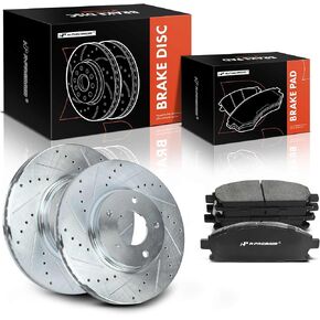 A-Premium 11.42 in (290.00 mm) Front Drilled and Slotted Disc Brake Rotors + Ceramic Pads Kit Compatible with Select Nissan Models - Quest 2004-2009/2011-2017, 3.5L, 6-PC Set in Kuwait