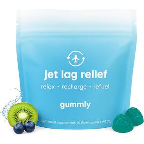 Jet Lag Remedy for Travel Gummies • No Jet Lag Pills Alternative • Travel Essentials • Support Adjustment to Time Zones and Circadian Rhythm • Delicious Tropical Berry Flavor • 20 Gummies 3-5 Trips in Kuwait