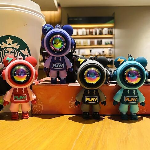 Trendy Universe Astronaut Bear Key Ring - Cool Creative Keychain for Men Women Cute Pilot Bear Pendant Key Accessory in Saudi Arabia