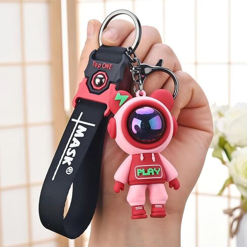 Trendy Universe Astronaut Bear Key Ring - Cool Creative Keychain for Men Women Cute Pilot Bear Pendant Key Accessory in Saudi Arabia