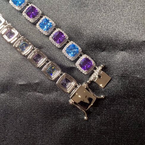 ICEDIAMOND Iced Out Dual Color CZ Diamond Tennis Chain Necklace, 10MM Princess Cut Iced Out Stones, 18K Gold Plated Hip Hop Jewelry for Men & Women in Saudi Arabia