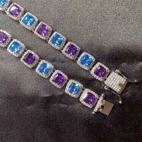 ICEDIAMOND Iced Out Dual Color CZ Diamond Tennis Chain Necklace, 10MM Princess Cut Iced Out Stones, 18K Gold Plated Hip Hop Jewelry for Men & Women in Saudi Arabia