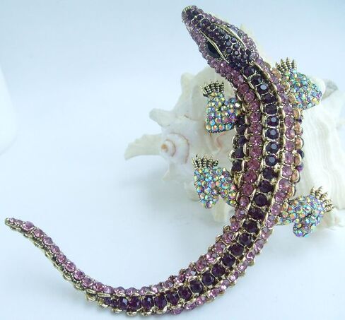 4.13" Alligator Crocodile Brooch Pin Pendant Austrian Crystal BZ5009 in Saudi Arabia